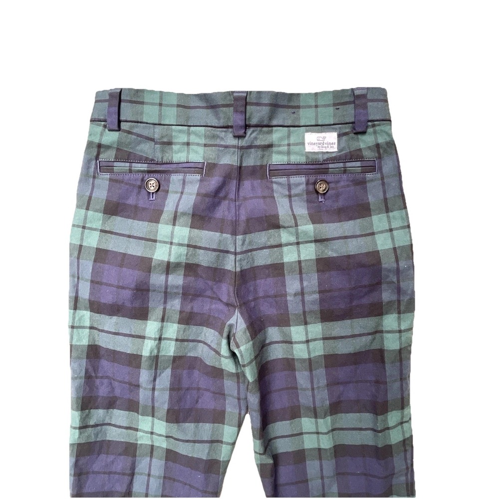Vineyard Vines Girls Plaid Pants Size 10 Blue Green Tartan Stretch Cotton Preppy - Picture 7 of 8